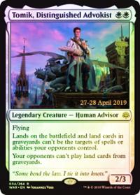 Tomik, Distinguished Advokist (WAR Prerelease) - Set Release Cards
